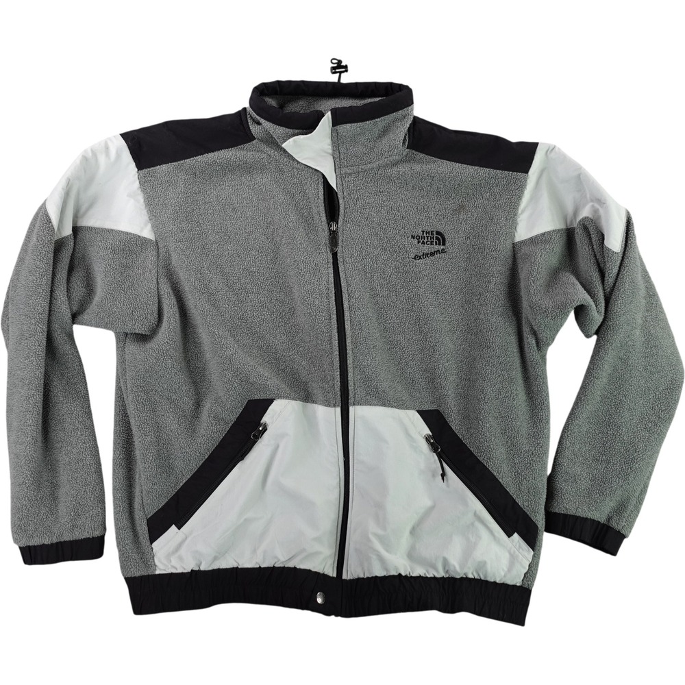 The North Face Extreme Fleece Jacket Men Large Gray Black Colorblock NF0A4AGK